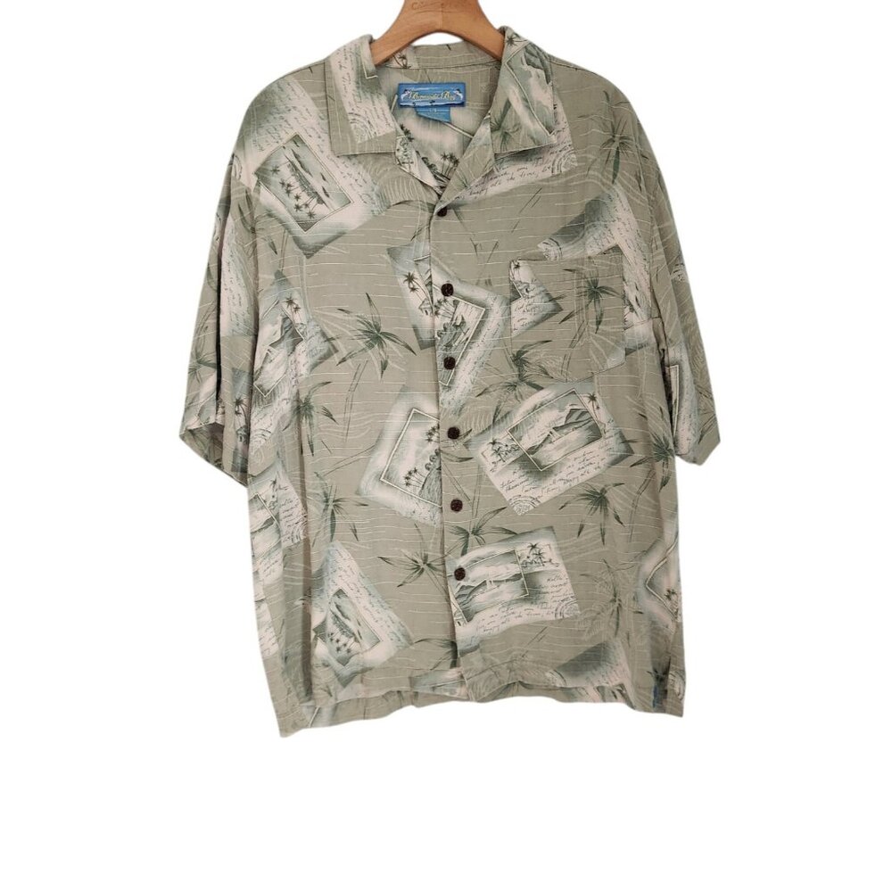 Bermuda‎ Bay Hawaiian Shirt Silk Short Sleeve Beach Floral Aloha Large